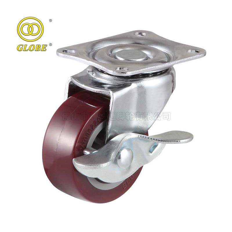 1 1/2 Inch Light Duty Super Polyurethane Swivel Casters with Side Brake