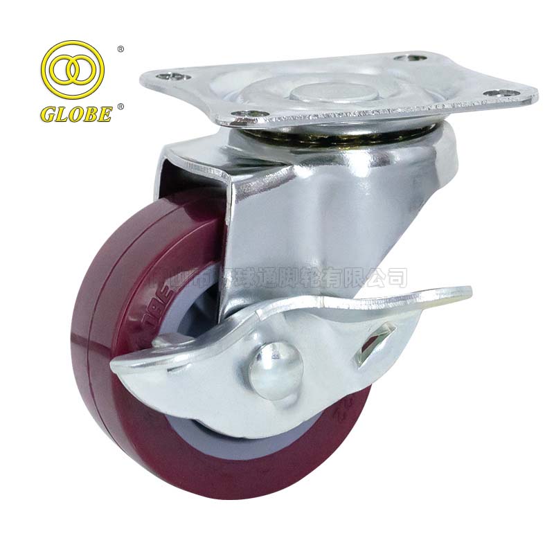 3 Inch Light Duty Super Polyurethane Swivel Casters with Side Brake