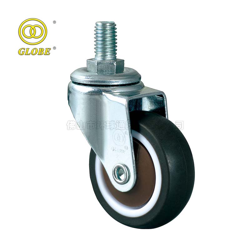 3 Inch Light Duty Quiet Artificial Rubber Threaded Stem Casters