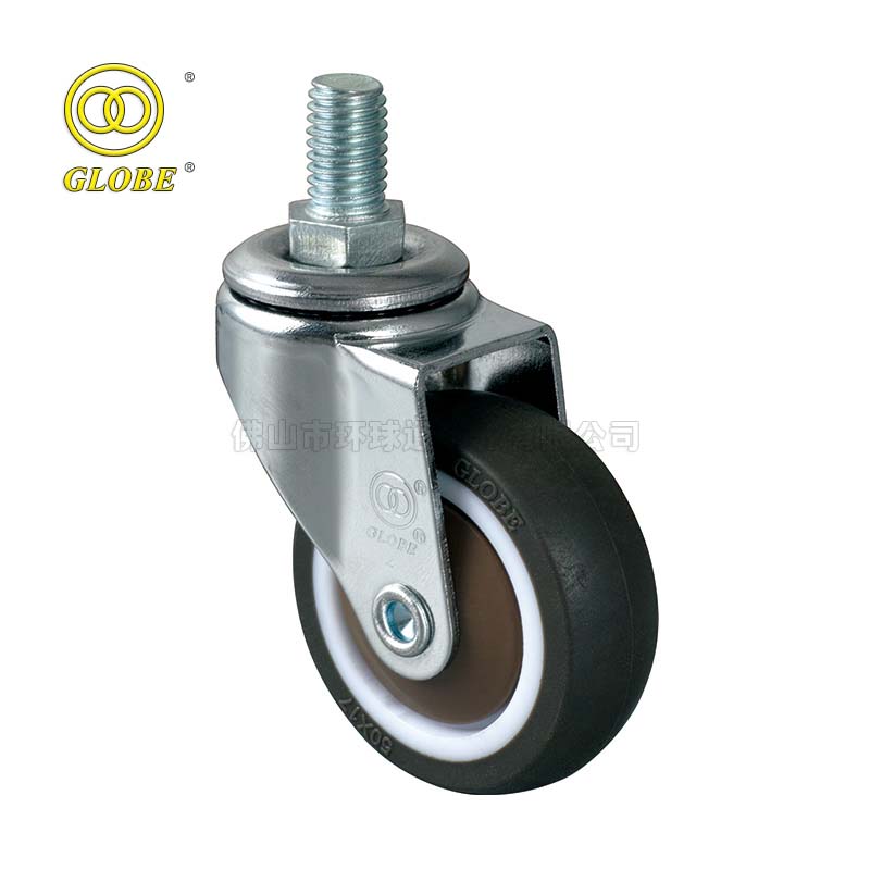 3 Inch Light Duty Quiet Artificial Rubber Threaded Stem Casters