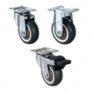 EB9 SERIES – Top plate type – Muting Artificial Rubber Caster- Chrome Plating