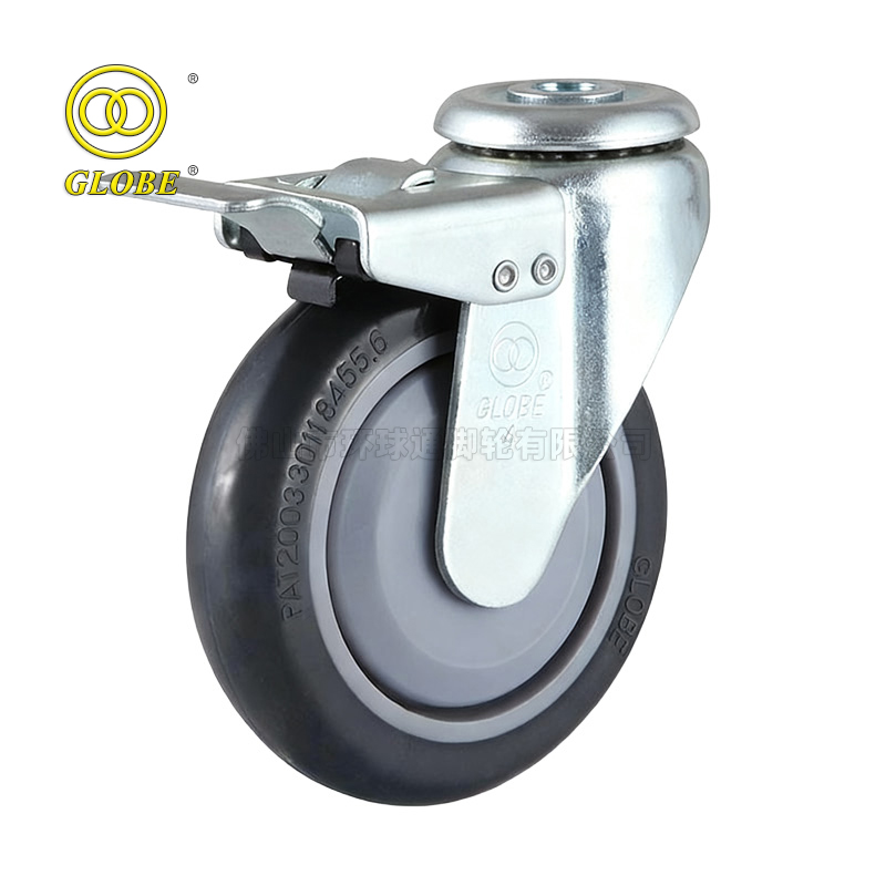 3 Inch Light Duty High Strength Rubber Hollow Pin w/ Dual Brake Casters