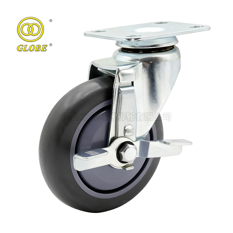 5 Inch Light Duty Super Quiet Polyurethane Swivel Casters with Side Brake