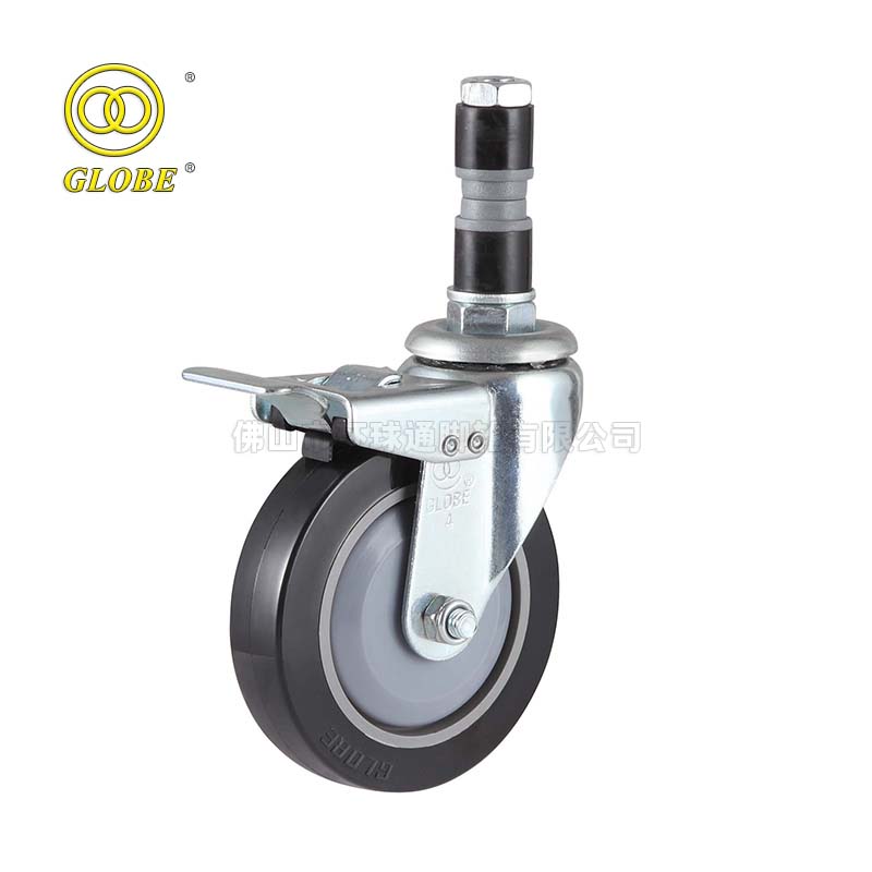 3 Inch Light Duty Premium Polyurethane Expansion Stem Casters with Dual Brake