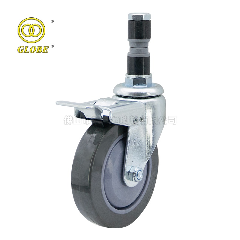 3 Inch Light Duty Super Quiet Polyurethane Expansion Stem Casters with Dual Brake