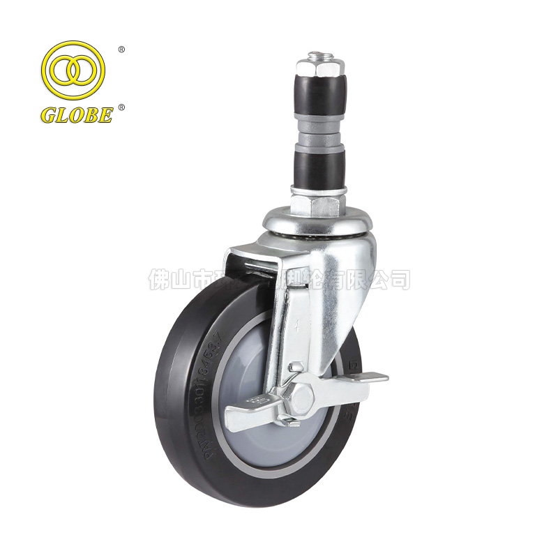 3 Inch Light Duty Premium Polyurethane Expansion Stem Casters with Side Brake