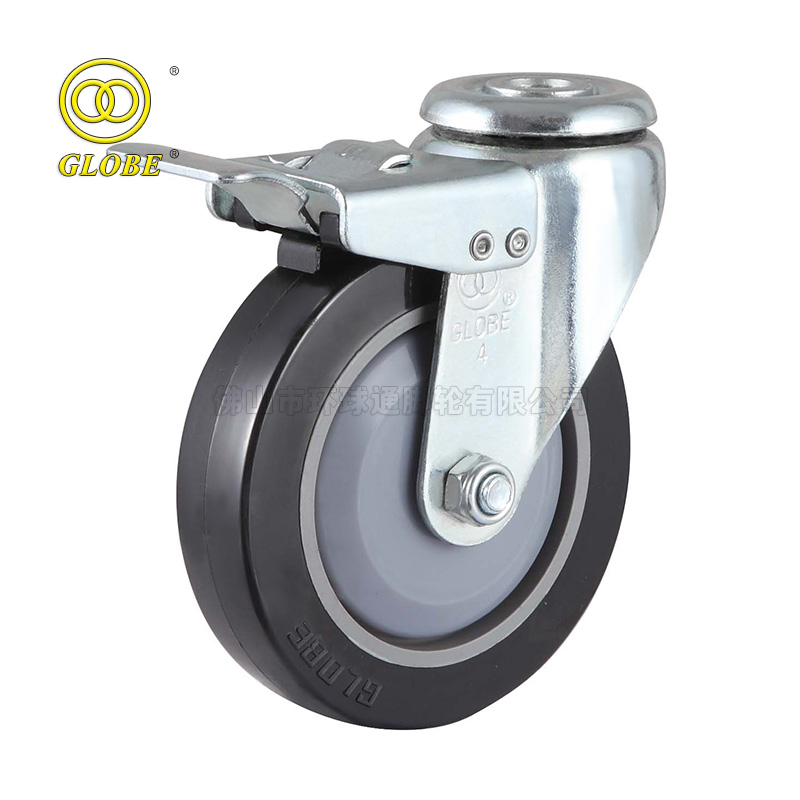 5 Inch Light Duty Premium Polyurethane Bolt Hole Casters with Dual Brake