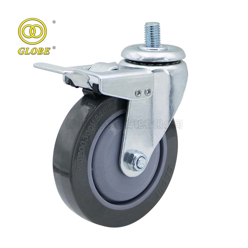 5 Inch Light Duty Super Quiet Polyurethane Bolt Hole Casters with Dual Brake