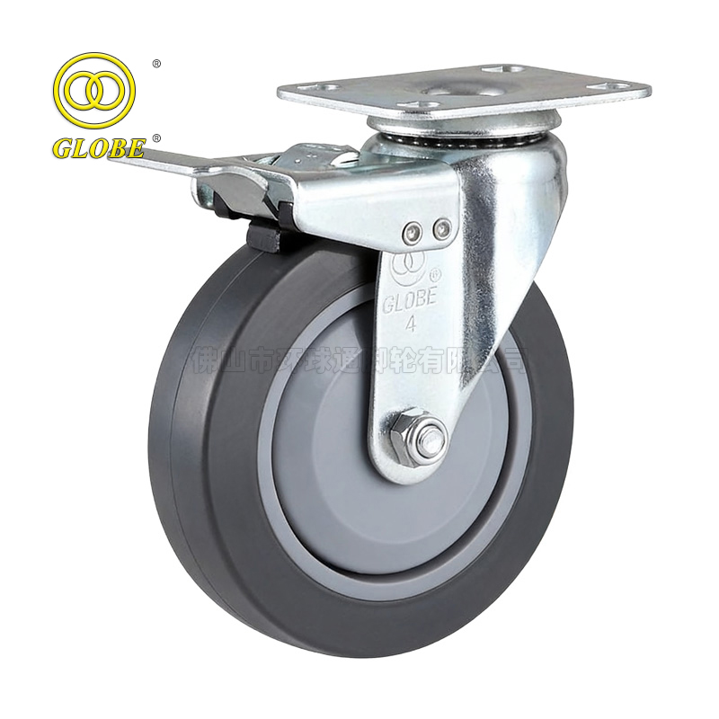 3 Inch Light Duty High-Strength Artificial Rubber Swivel Casters with Dual Brake
