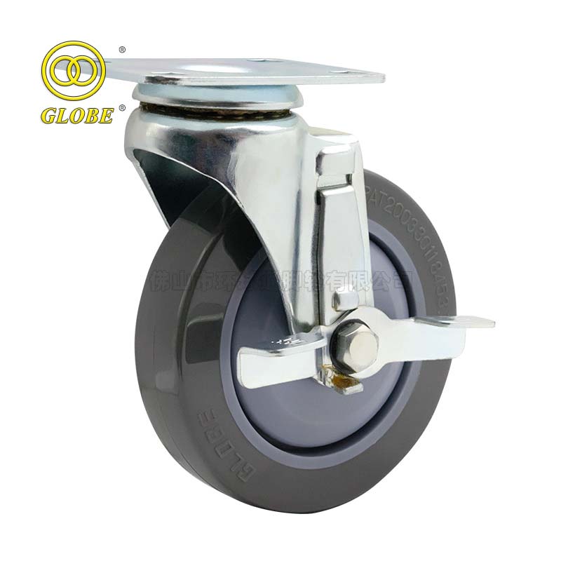 4 Inch Light Duty Super Quiet Polyurethane Swivel Casters with Side Brake