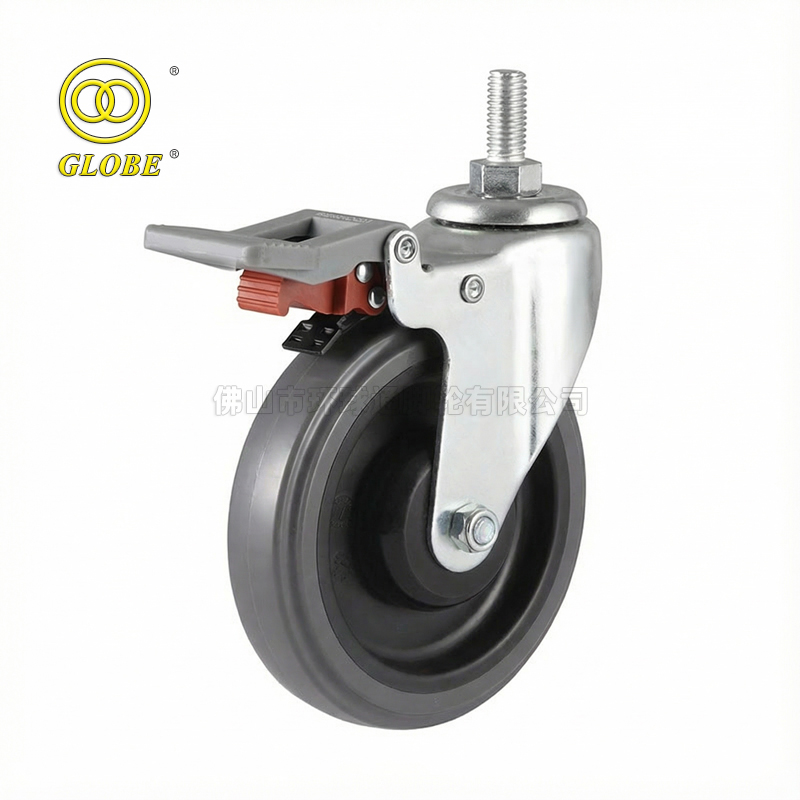 3 Inch Light Duty Super Quiet Polyurethane Threaded Stem Casters with Dual Brake