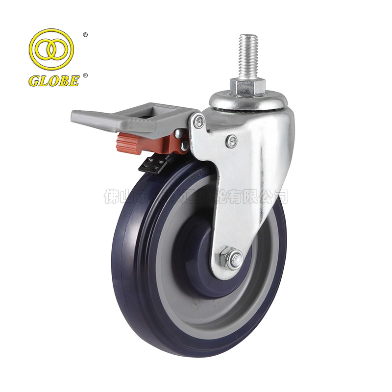 3 Inch Light Duty High-Strength Polyurethane Threaded Stem Casters with Dual Brake