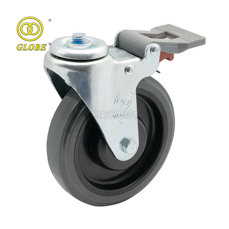 3 Inch Light Duty Super Quiet Polyurethane Bolt Hole Casters with Dual Brake