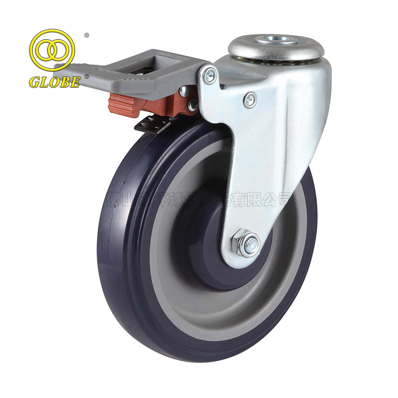 3 Inch Light Duty High-Strength Polyurethane Bolt Hole Casters with Dual Brake