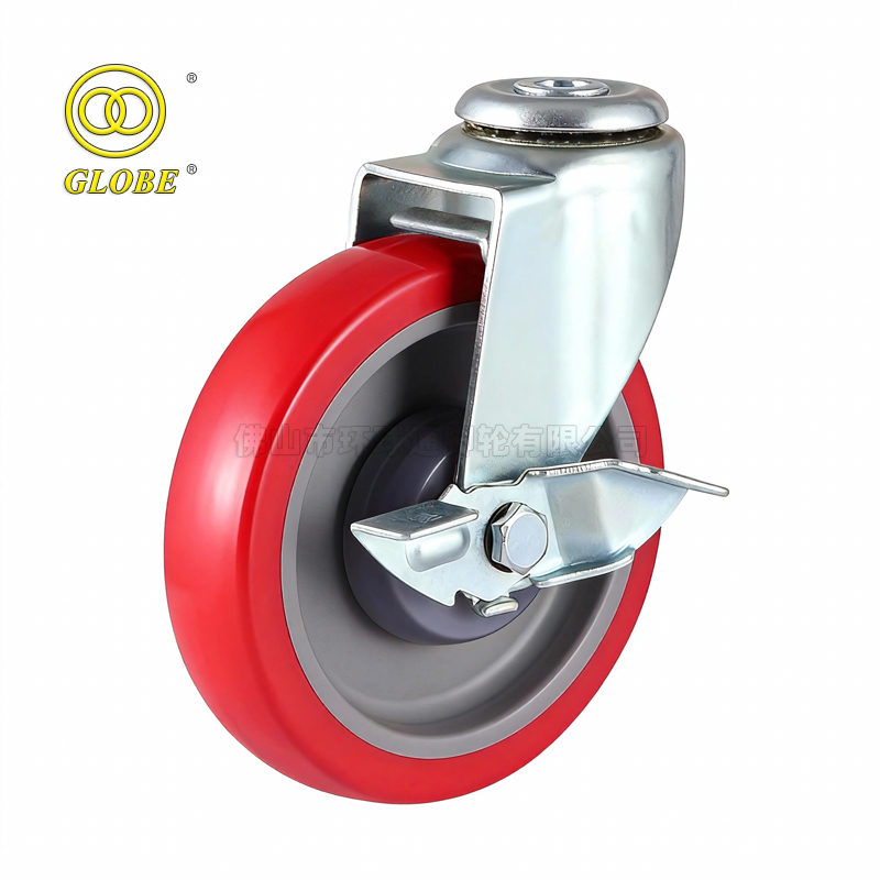 3 Inch Light Duty Super Polyurethane Bolt Hole Casters with Side Brake