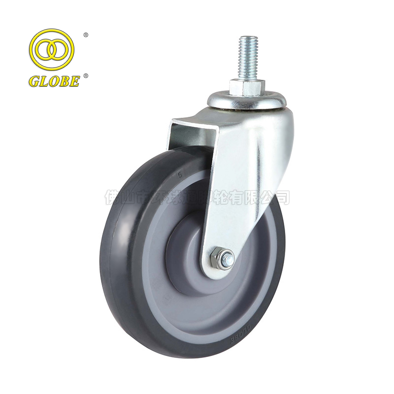 5 Inch Medium Duty High-Strength Artificial Rubber Threaded Stem Casters
