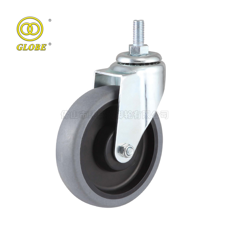 5 Inch Medium Duty Conductive Artificial Rubber Threaded Stem Casters