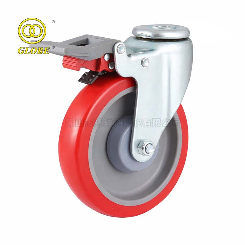 3 Inch Light Duty Super Polyurethane Bolt Hole Casters with Dual Brake