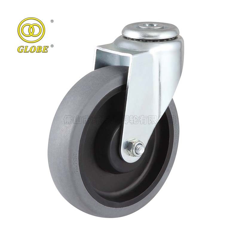 5 Inch Medium Duty Conductive Artificial Rubber Bolt Hole Swivel Casters