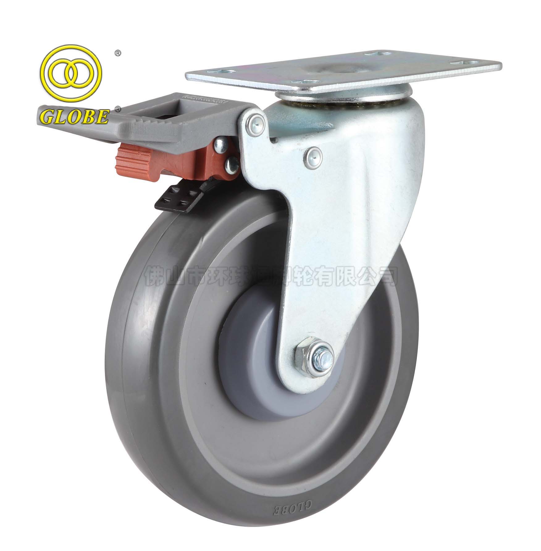 4 Inch Medium Duty Super Quiet Polyurethane Swivel Casters with Dual Brake