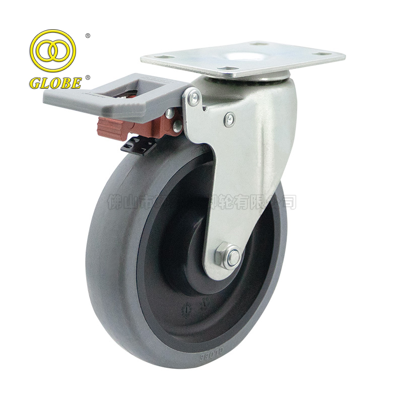 3 Inch Light Duty Conductive Artificial Rubber Swivel Casters with Dual Brake