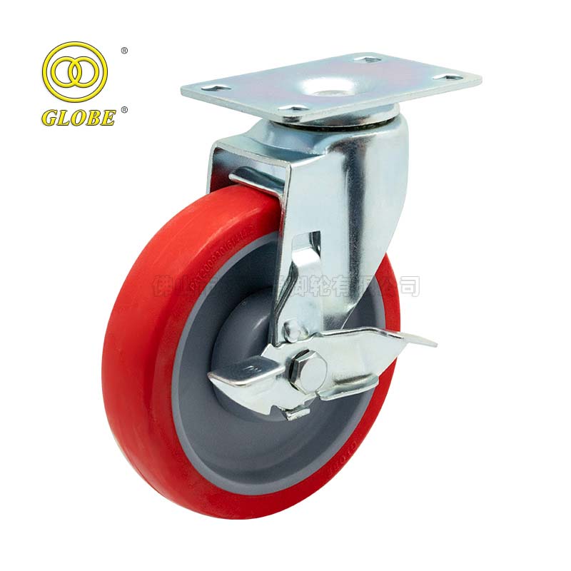 3 Inch Light Duty Super Polyurethane Swivel Casters with Side Brake