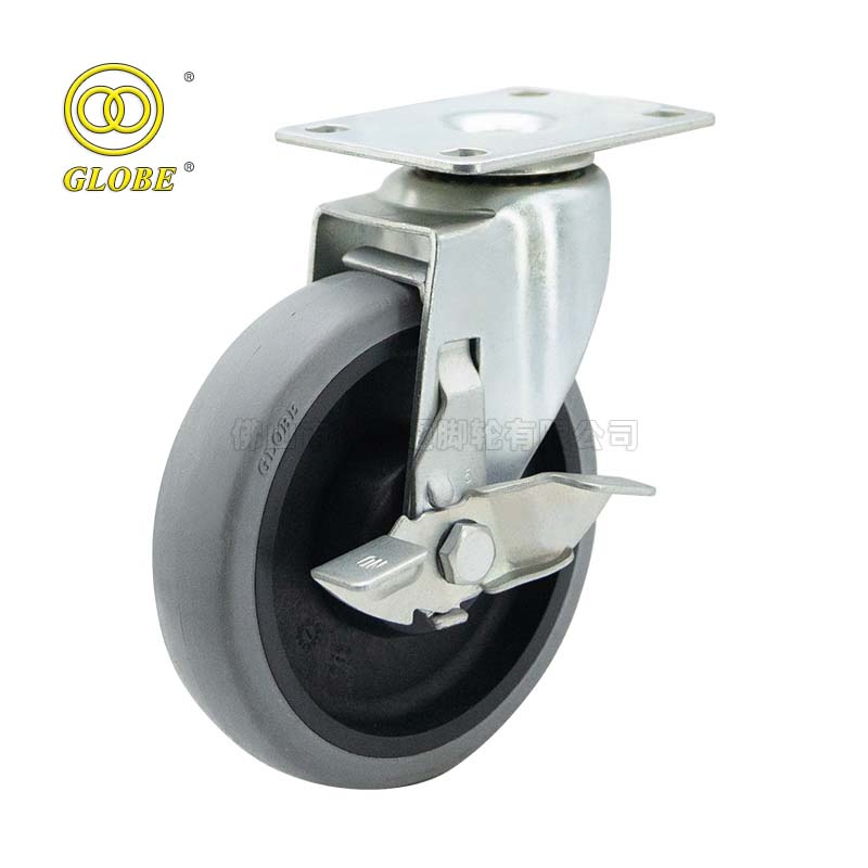 3 Inch Light Duty Conductive Artificial Rubber Swivel Casters with Side Brake