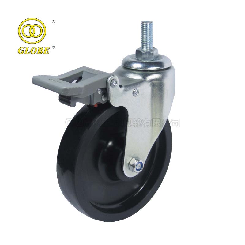 3 Inch Light Duty PP Polypropylene Threaded Stem Casters with Dual Brake