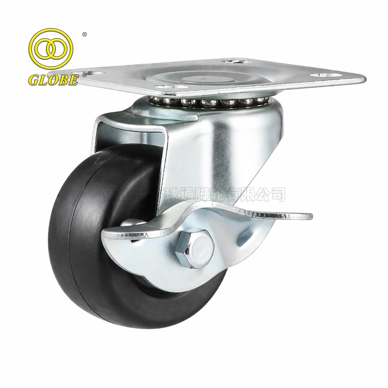 2 1/2 Inch Medium Duty PP Polypropylene Swivel Casters with Side Brake
