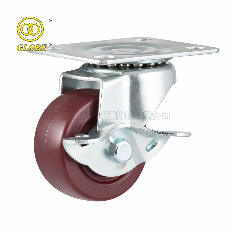 2 1/2 Inch Medium Duty Super Polyurethane Swivel Casters with Side Brake