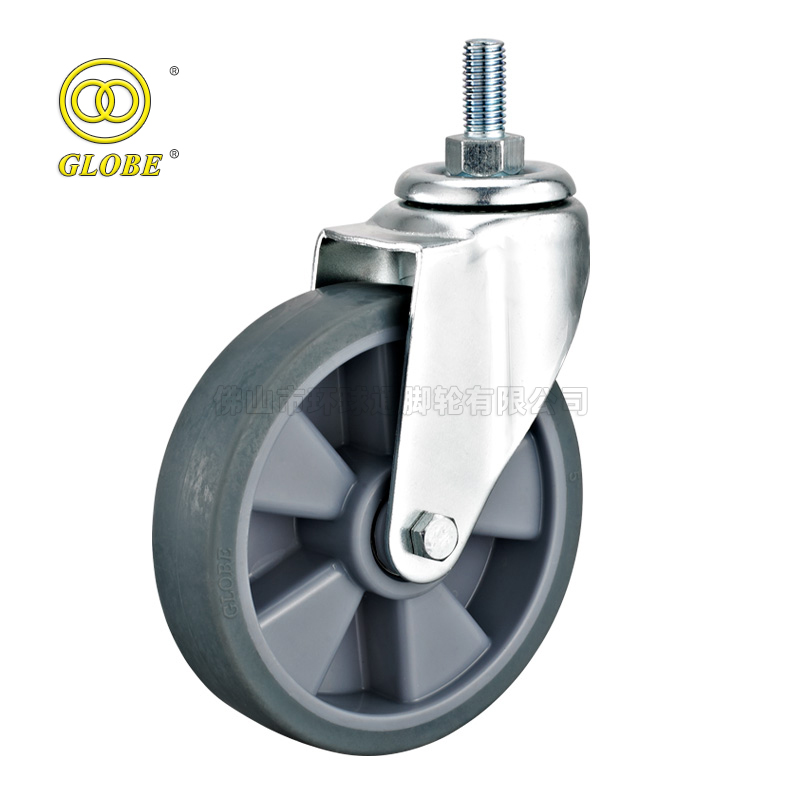 5 Inch Medium Duty Premium Artificial Rubber Threaded Stem Casters
