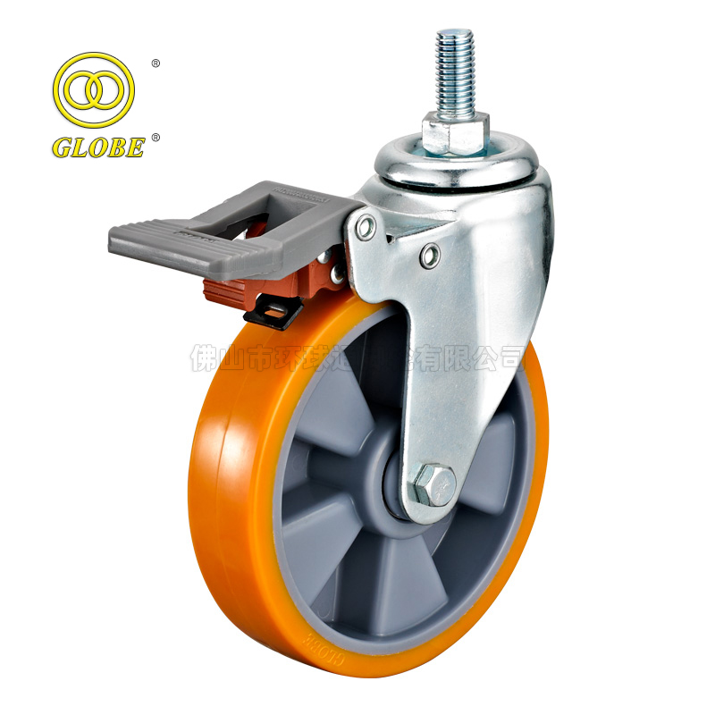 5 Inch Medium Duty Chaoda Caster Threaded Stem Casters with Dual Brake
