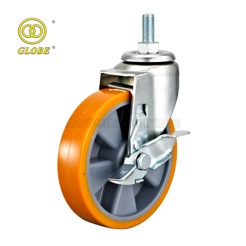 3 Inch Medium Duty Chaoda Caster Threaded Stem Casters with Side Brake