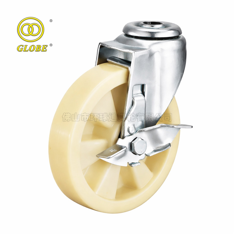 3 Inch Medium Duty Nylon Bolt Hole Casters with Side Brake
