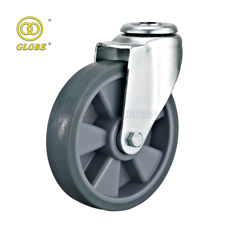 5 Inch Medium Duty Premium Artificial Rubber Bolt Hole Swivel Casters