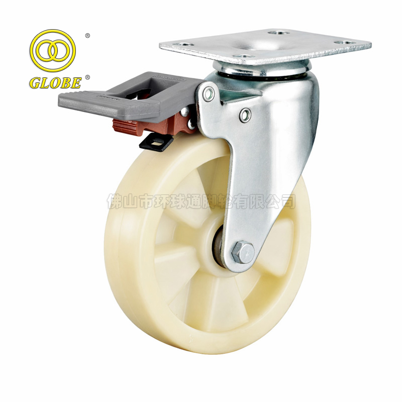 4 Inch Medium Duty Nylon Swivel Casters with Dual Brake