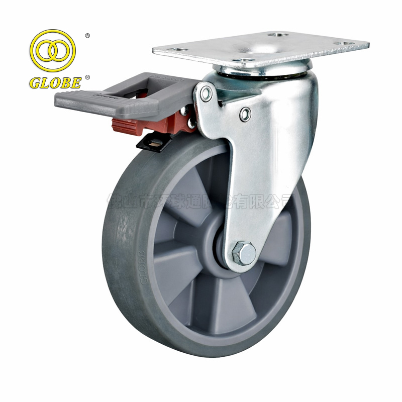 3 Inch Medium Duty Premium Artificial Rubber Swivel Casters with Dual Brake