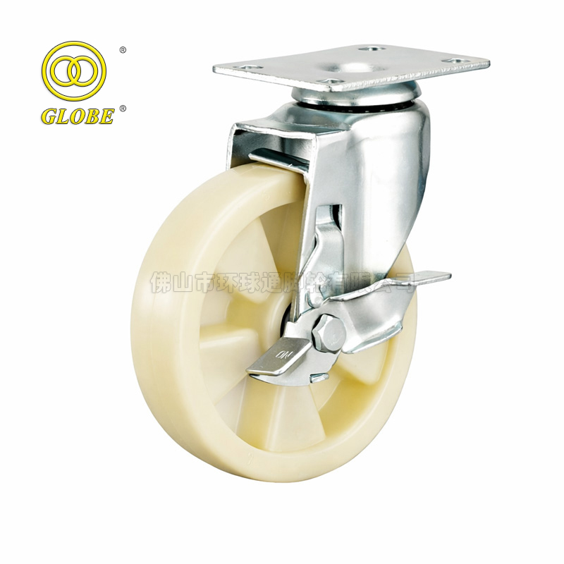 3 Inch Medium Duty Nylon Swivel Casters with Side Brake