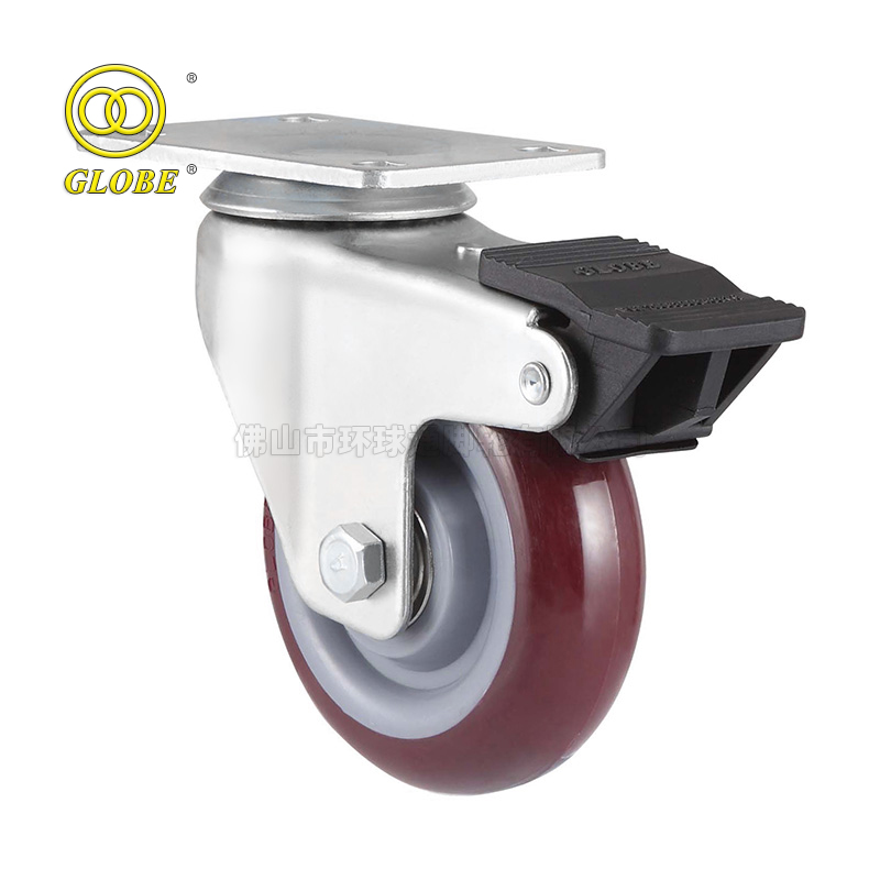 2 1/2 Inch Medium Duty Super Polyurethane Swivel Casters with Dual Brake