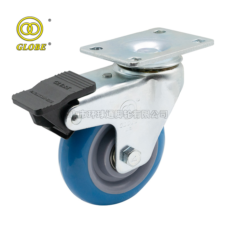 2 Inch Light Duty High-Strength Polyurethane Swivel Casters with Dual Brake