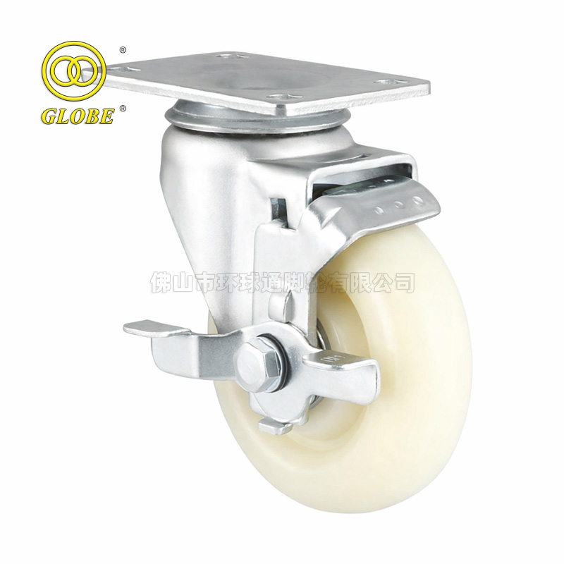2 Inch Light Duty Nylon Swivel Casters with Side Brake