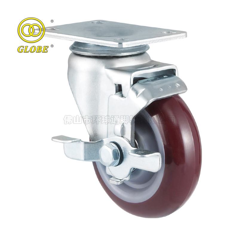 Inch Light Duty Super PU Swivel w/ Side Brake Casters
