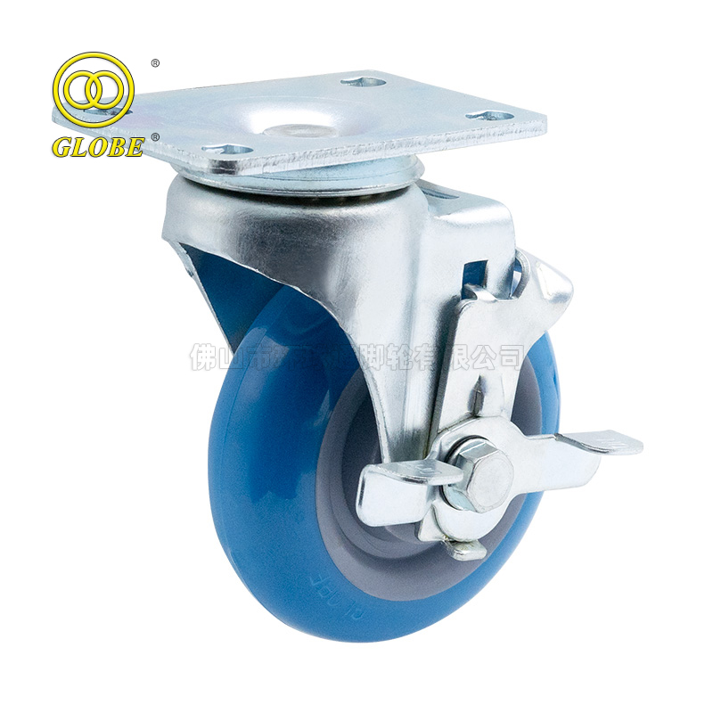 3 1/2 Inch Medium Duty High-Strength Polyurethane Swivel Casters with Side Brake