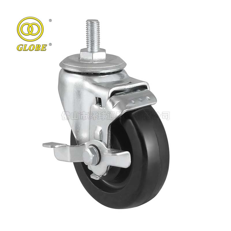 4 Inch Light Duty Caster Stem w/ Side Brake Casters