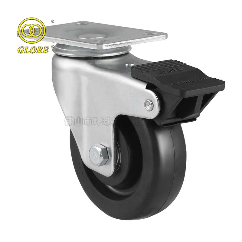 4 Inch Medium Duty Conductive Rubber Swivel Casters with Dual Brake