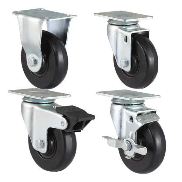 EMBOWLIFE 4 Inch Heavy Duty Casters With Brake - 7000 LB Capacity, Set Of 4 Industrial Wheels