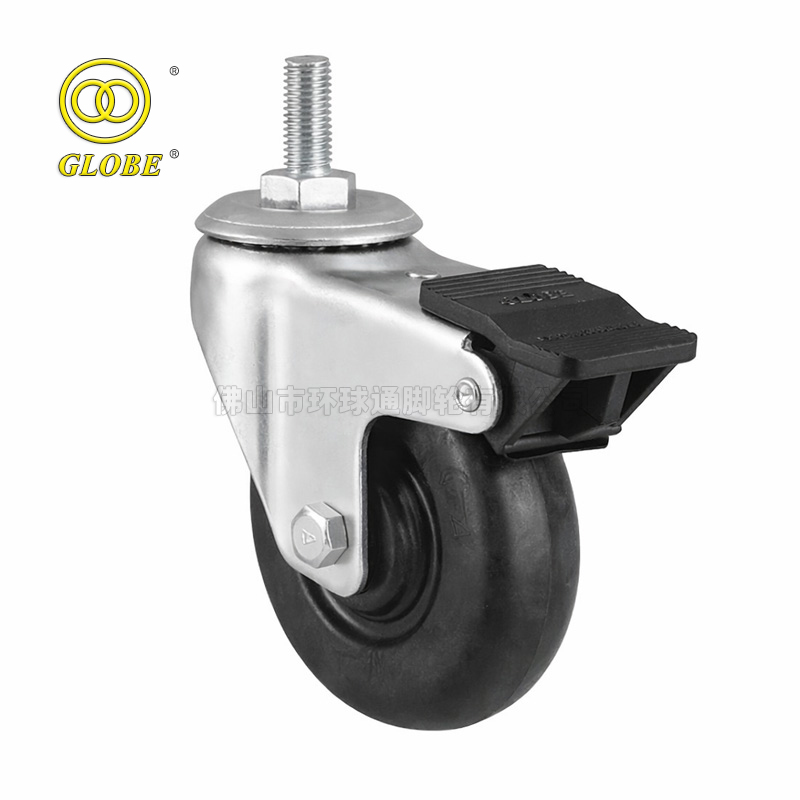 5 Inch Light Duty High Temp Nylon Stem w/ Dual Brake Casters