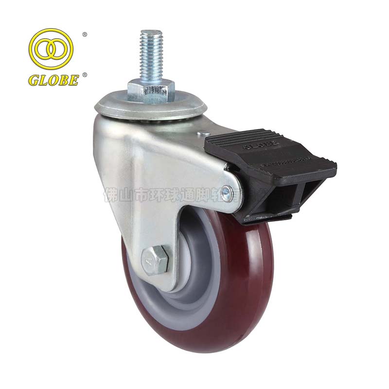 1-1/2 Inch Light Duty Super PU Stem w/ Dual Brake Casters