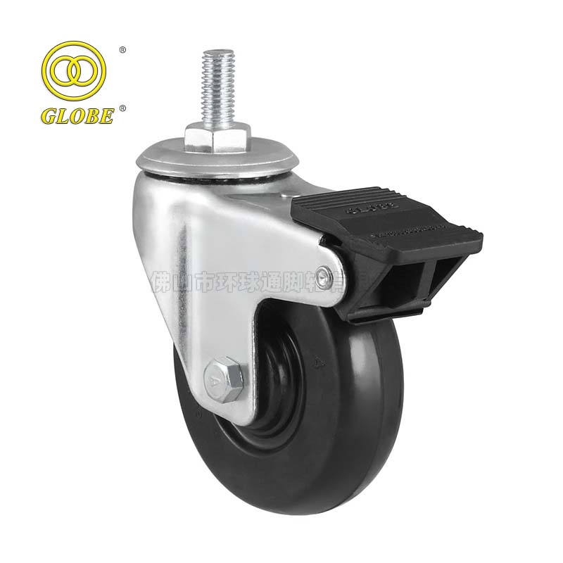 2-1/2 Inch Light Duty Rubber Stem w/ Dual Brake Casters