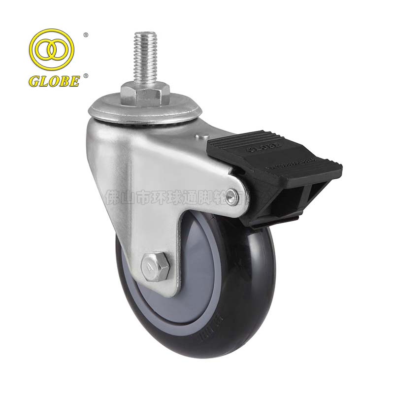 6 Inch Light Duty Premium PU Stem w/ Dual Brake Casters